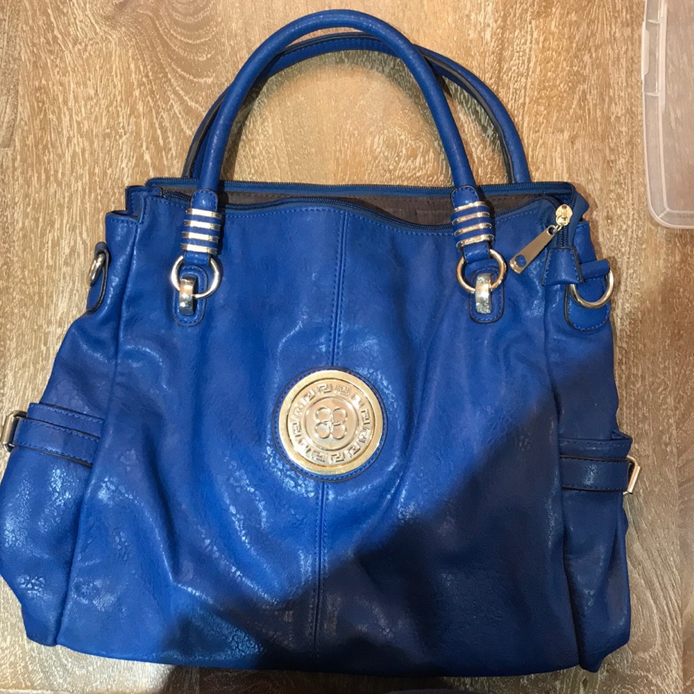 Blue Purse with Gold Accents
